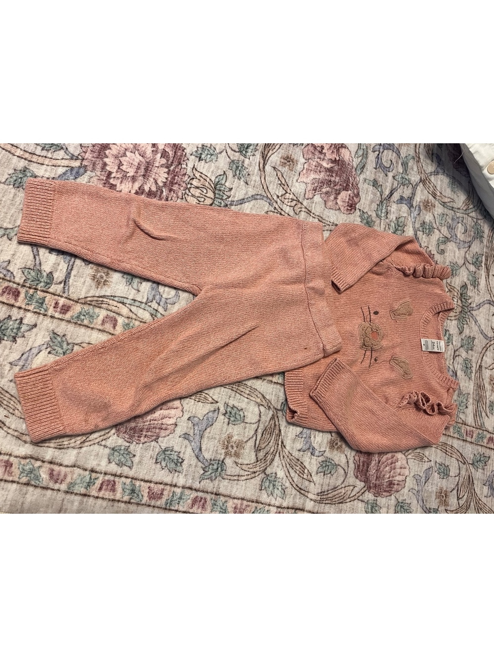 Carter's Baby Girl 24 Months Pink Bunny Sweater and Pants Set